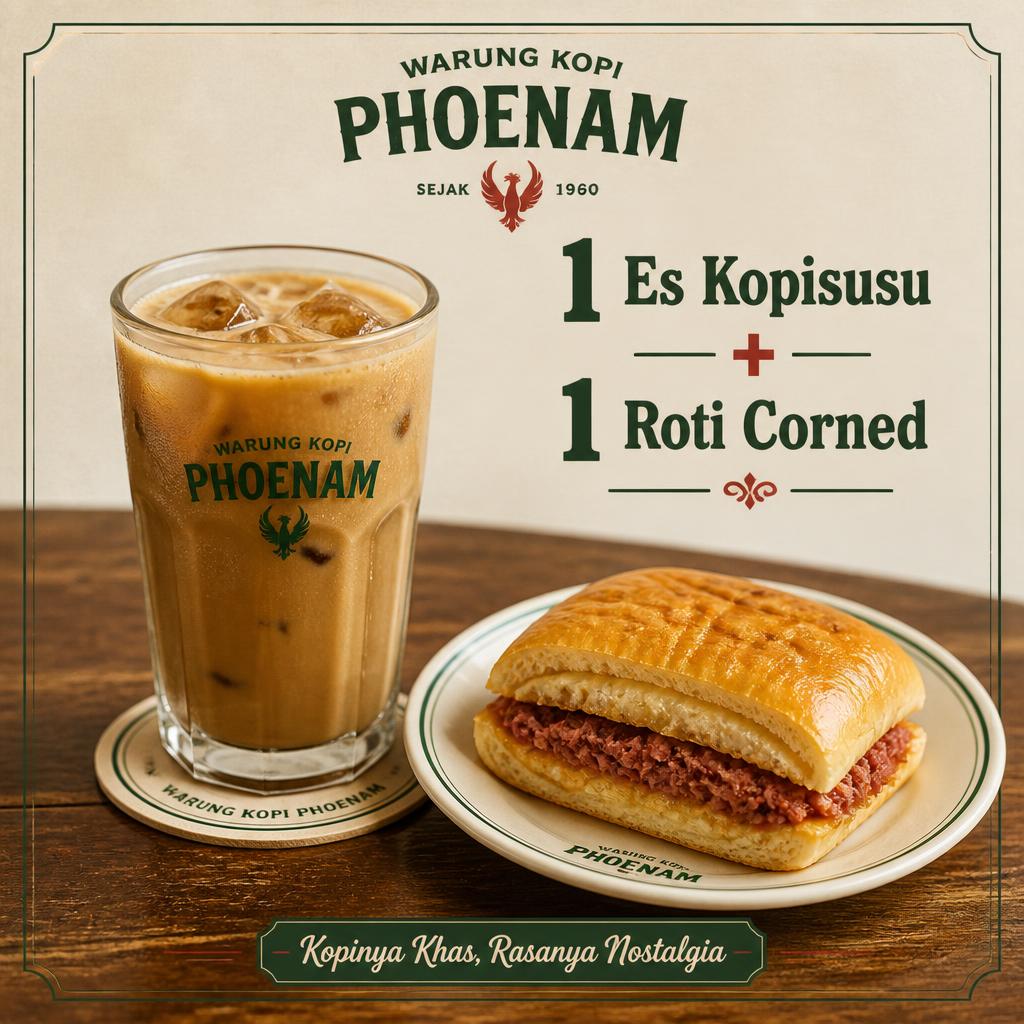 1Es Kopisusu dan 1 Roti Corned Warkop Phoenam